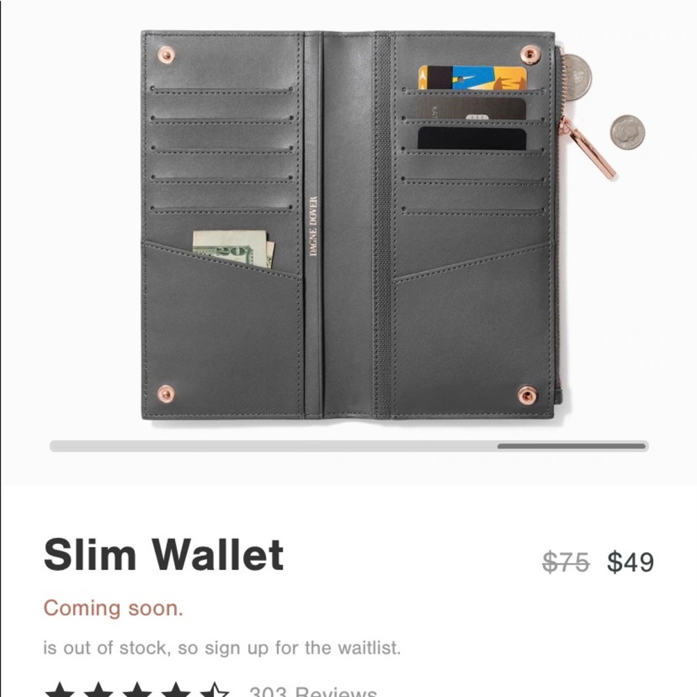 Dagne Dover Slim Wallet - Graphite (New)